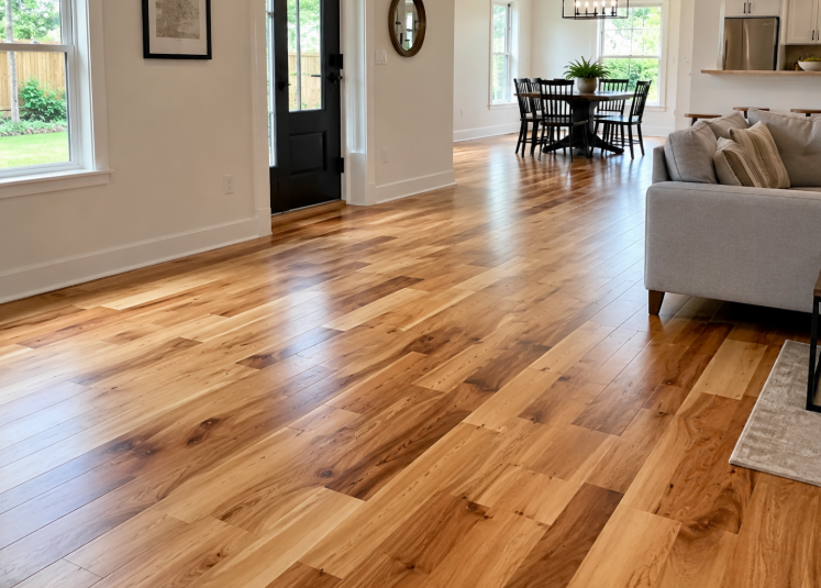 Hickory plank detail from a Olney, MD hardwood installation