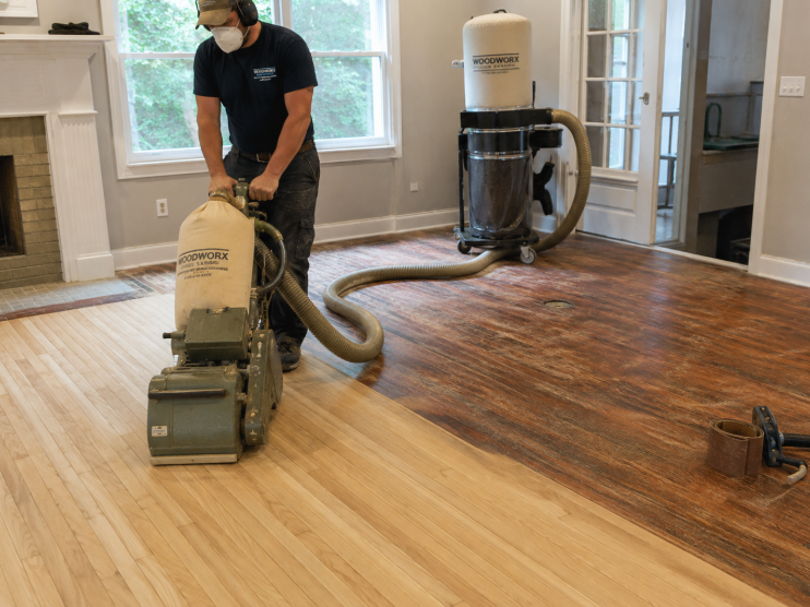 Original hardwood floor restoration in a Silver Spring, MD home