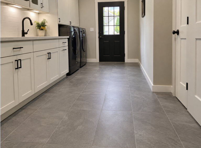 Luxury vinyl tile kitchen floor installation by a Silver Spring, MD flooring contractor